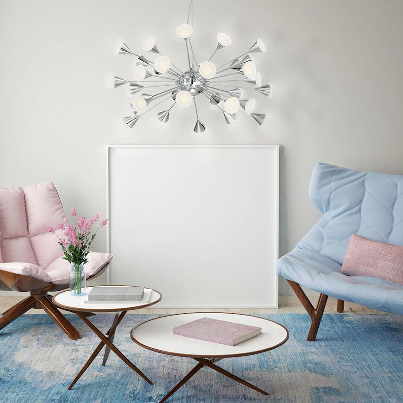 Eurofase Esplo 48-Light LED Chandelier, Chrome/Frosted