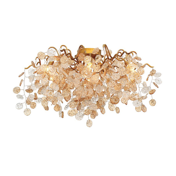 Eurofase Campobasso Flushmount, Antique Gold/Clear/Amber
