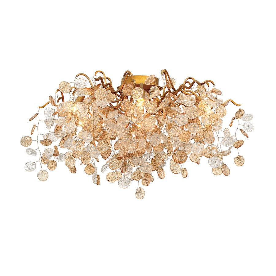Eurofase Campobasso Flushmount, Antique Gold/Clear/Amber