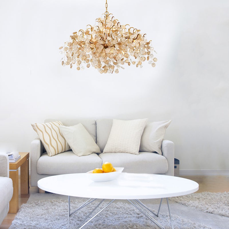 Eurofase Campobasso 8-Light Chandelier, Antique Gold/Clear/Amber