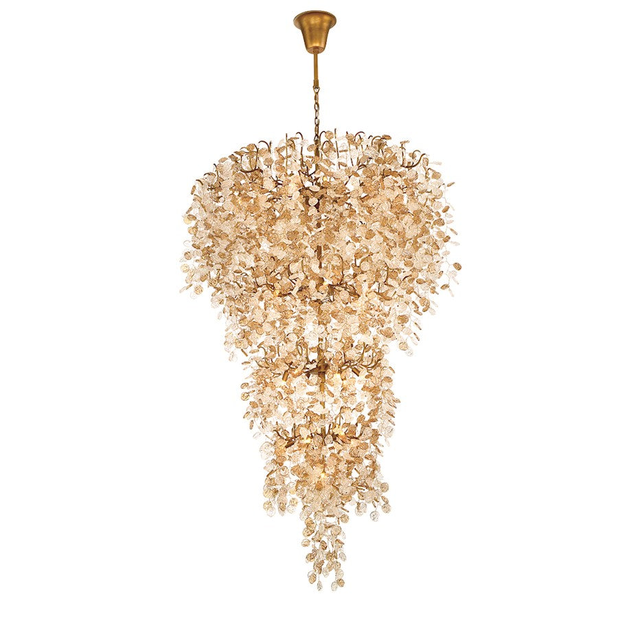 Eurofase Campobasso 33-Light Chandelier, Antique Gold/Clear/Amber