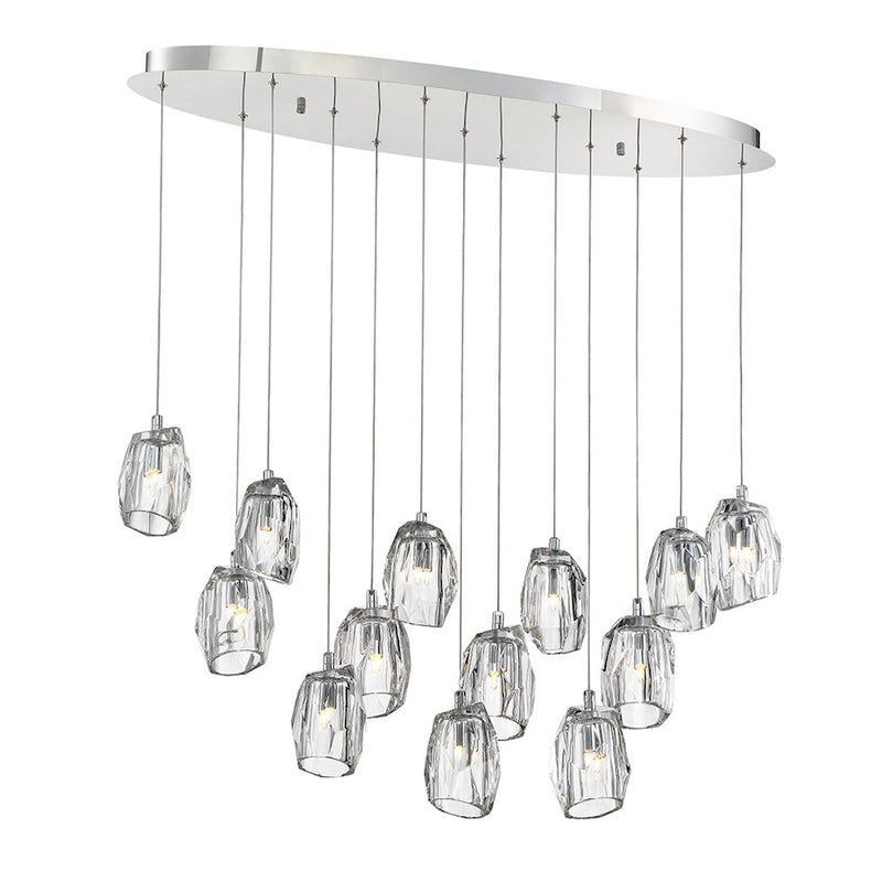 Eurofase Diffi 13-Light Oval Chandelier, Chrome/Clear