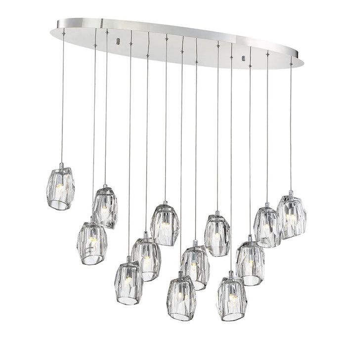 Eurofase Diffi 13-Light Oval Chandelier, Chrome/Clear