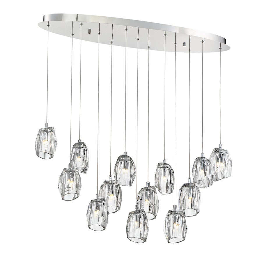 Eurofase Diffi 13-Light Oval Chandelier, Chrome/Clear
