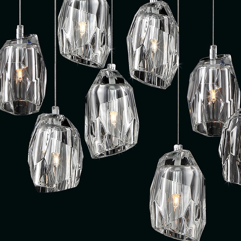 Eurofase Diffi 13-Light Oval Chandelier, Chrome/Clear