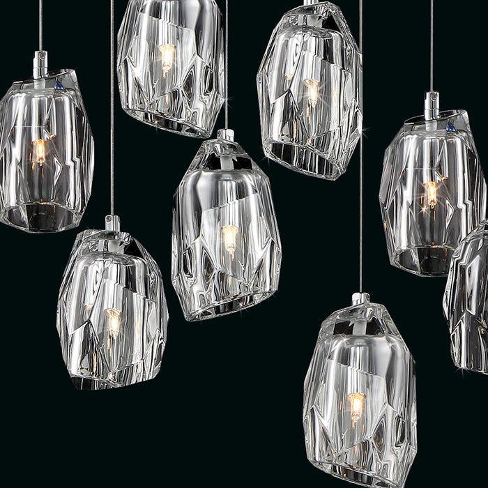 Eurofase Diffi 13-Light Oval Chandelier, Chrome/Clear