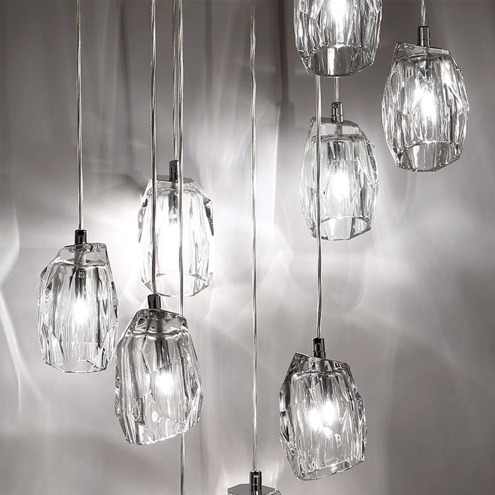 Eurofase Diffi 13-Light Oval Chandelier, Chrome/Clear