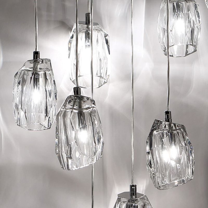 Eurofase Diffi 13-Light Oval Chandelier, Chrome/Clear