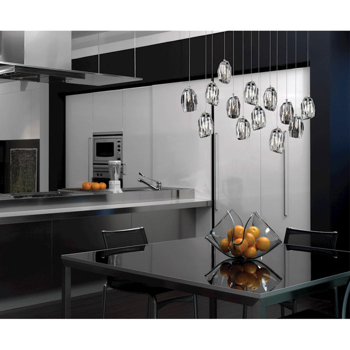 Eurofase Diffi 13-Light Oval Chandelier, Chrome/Clear