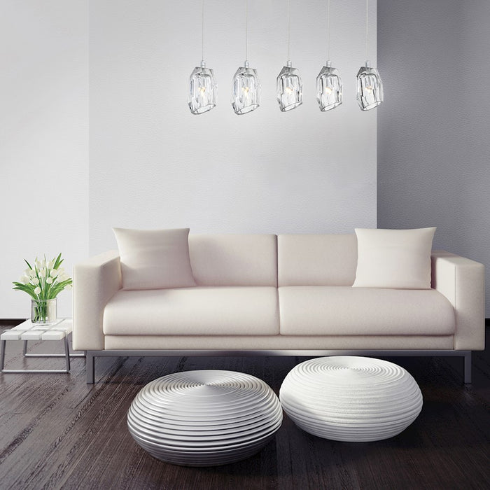 Eurofase Diffi 13-Light Oval Chandelier, Chrome/Clear