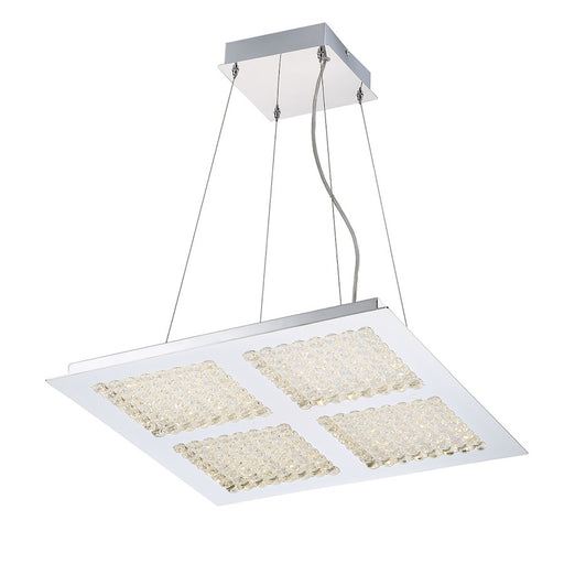 Eurofase Denso 4-Light Square LED Chandelier, Chrome/Clear
