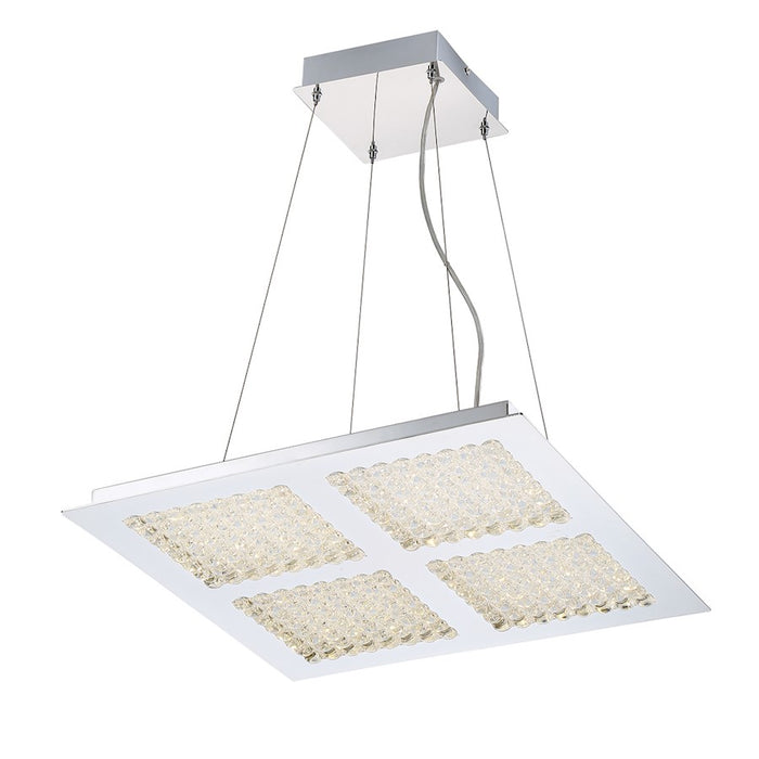 Eurofase Denso 4-Light Square LED Chandelier, Chrome/Clear