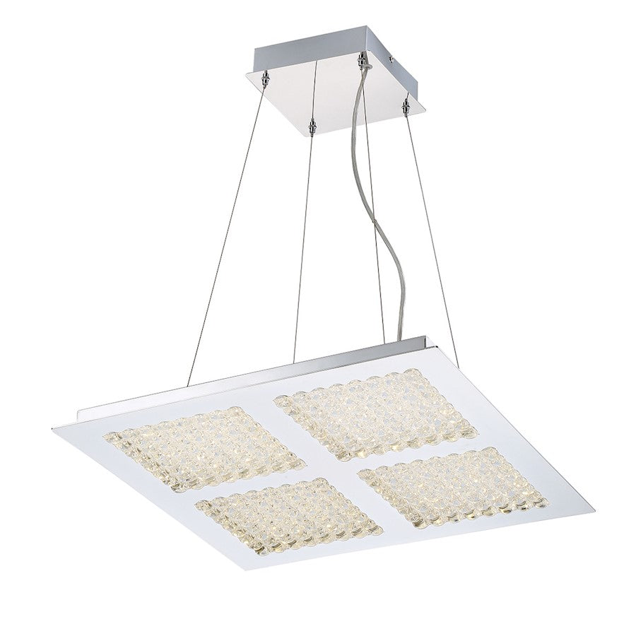 Eurofase Denso 4-Light Square LED Chandelier, Chrome/Clear