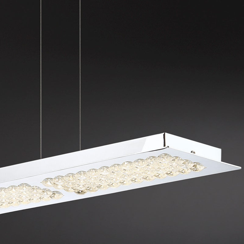 Eurofase Denso 4-Light Square LED Chandelier, Chrome/Clear
