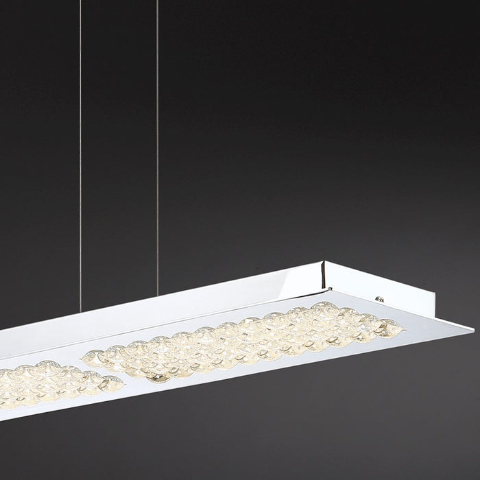 Eurofase Denso 4-Light Square LED Chandelier, Chrome/Clear