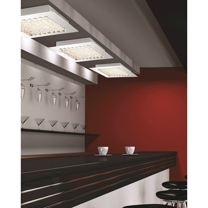 Eurofase Denso 4-Light Square LED Chandelier, Chrome/Clear