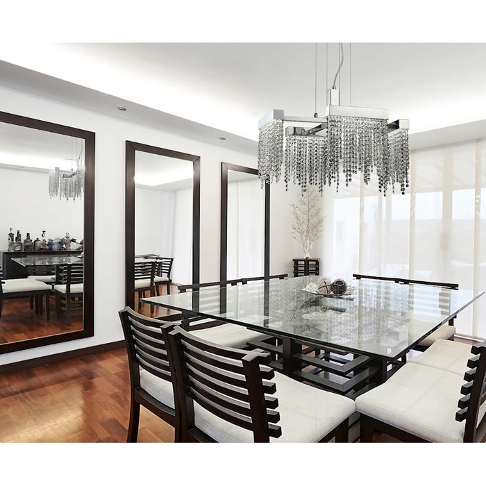 Eurofase Rossi 10-Light Linear LED Chandelier, Chrome/Clear