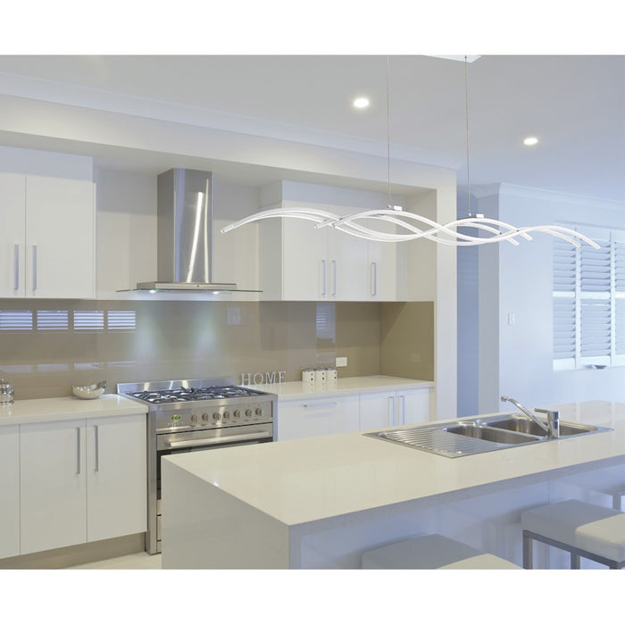Eurofase Sly 4-Light LED Pendant, Silver/Frosted