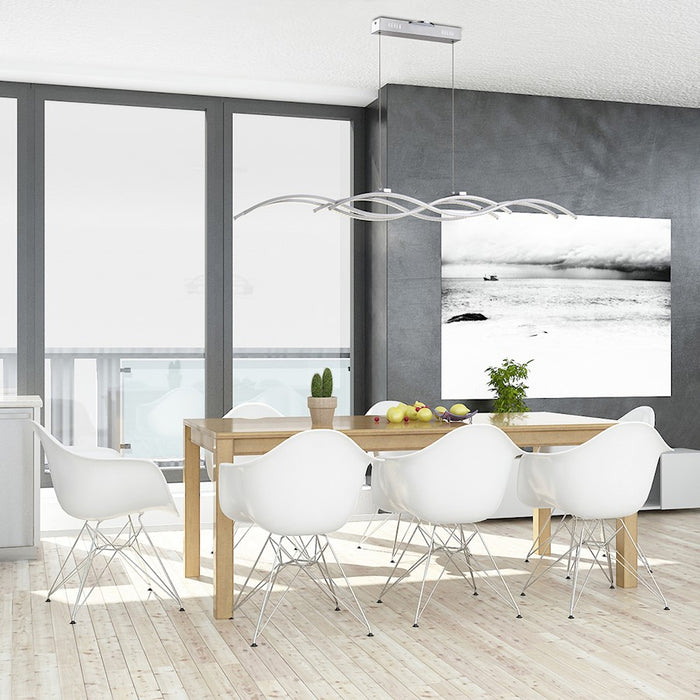 Eurofase Sly 4-Light LED Pendant, Silver/Frosted