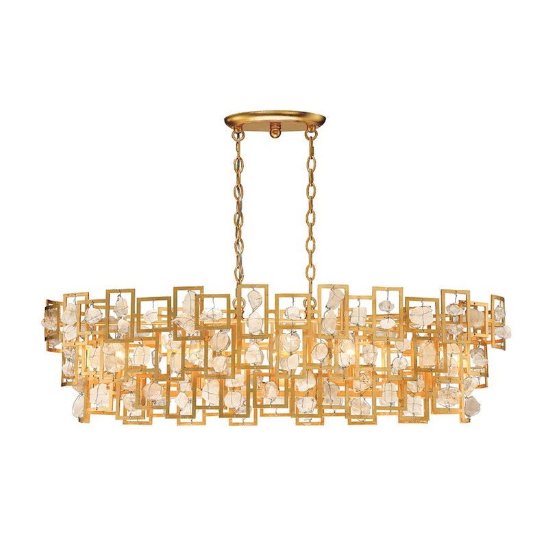 Eurofase Elrose 5-Light Oval Chandelier, Gold Leaf/Gold/Stone