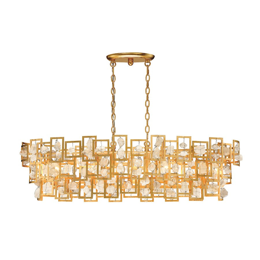 Eurofase Elrose 5-Light Oval Chandelier, Gold Leaf/Gold/Stone