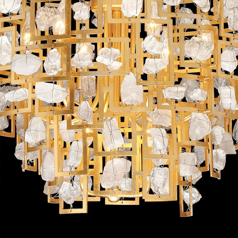 Eurofase Elrose 5-Light Oval Chandelier, Gold Leaf/Gold/Stone
