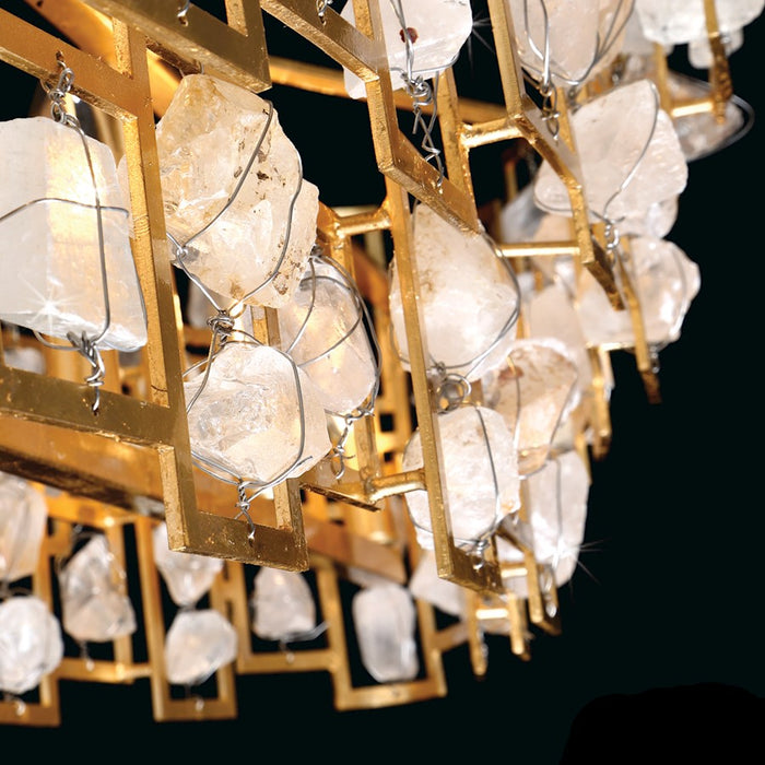 Eurofase Elrose 3-Light Chandelier, Gold Leaf/Gold/Stone