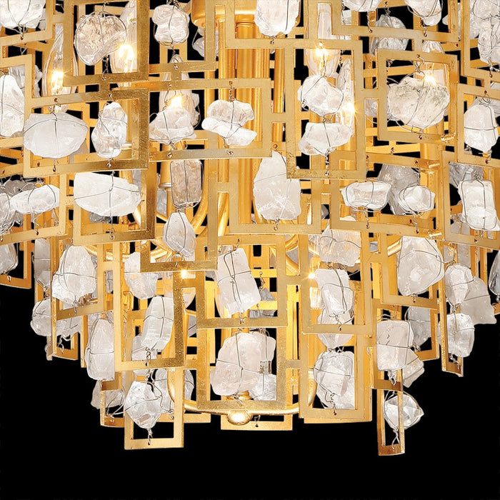 Eurofase Elrose 3-Light Chandelier, Gold Leaf/Gold/Stone