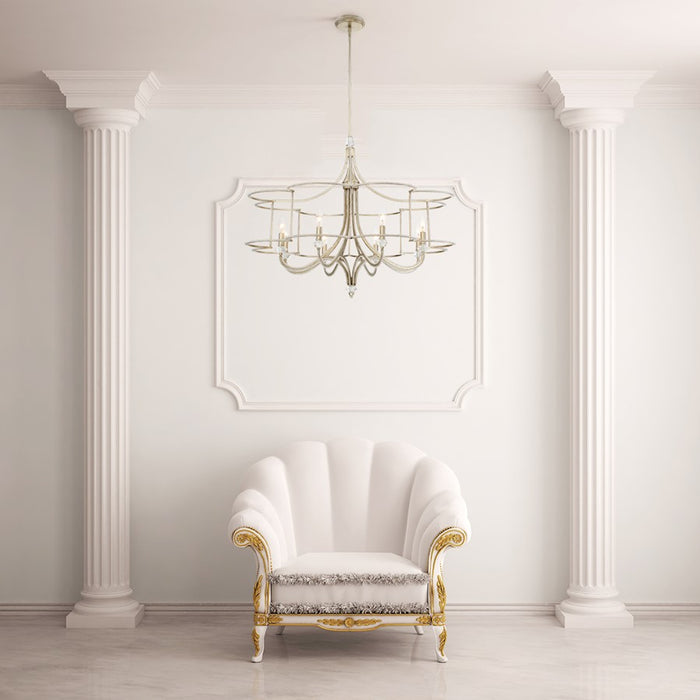 Eurofase Palmisano 3-Light Chandelier, Antique Silver Leaf/Clear