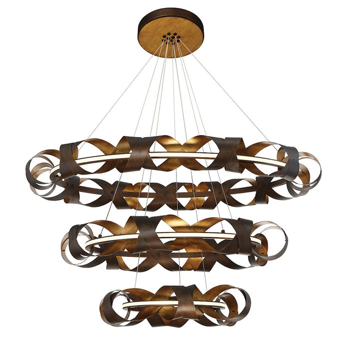 Eurofase Banderia Three-Tier LED Chandelier, Bronze/Bronze/Gold