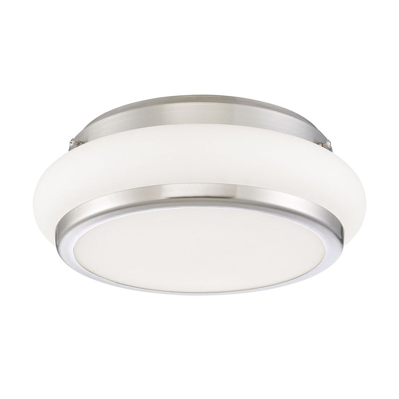 Eurofase Muir 1-Light LED Flushmount, Satin Nickel/Opal White