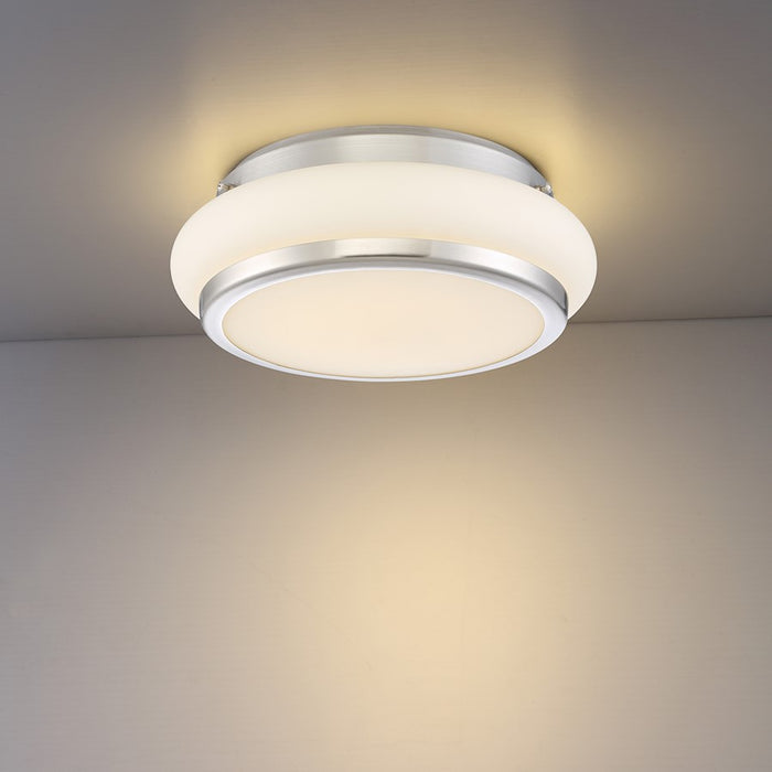 Eurofase Muir 1-Light LED Flushmount, Satin Nickel/Opal White