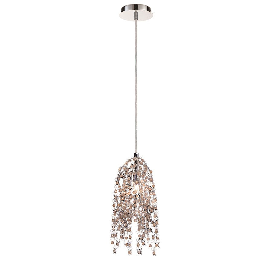 Eurofase Danza 1-Light Pendant, Chrome/Cognac
