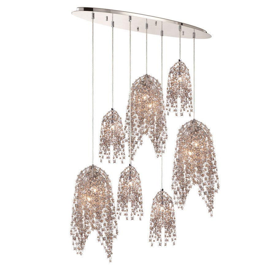 Eurofase Danza 10-Light Oval Chandelier, Chrome/Cognac