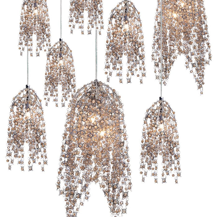 Eurofase Danza 10-Light Oval Chandelier, Chrome/Cognac