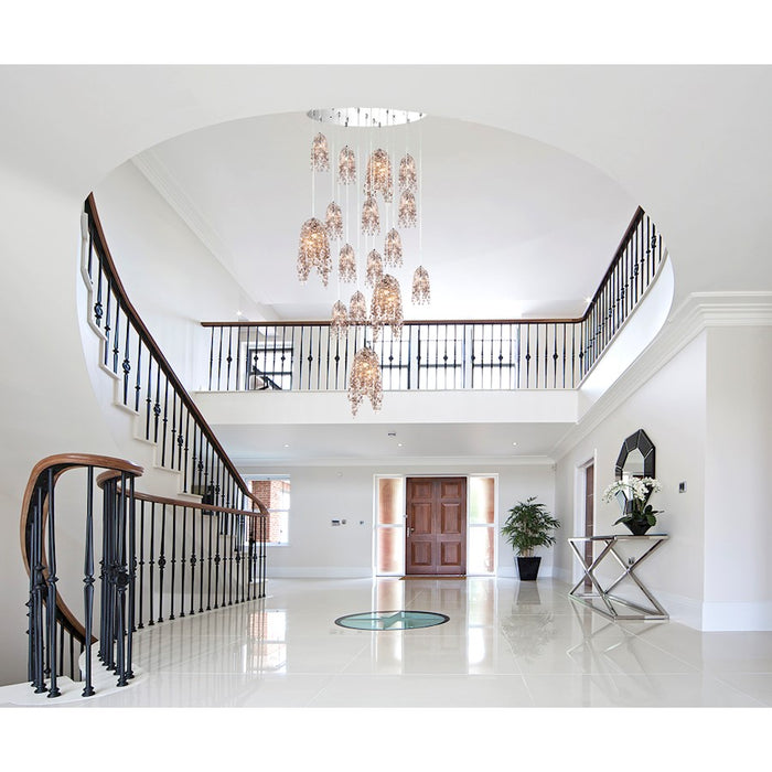 Eurofase Danza 10-Light Oval Chandelier, Chrome/Cognac