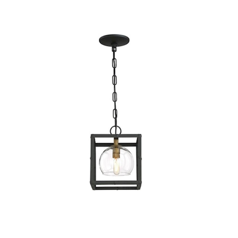 Eurofase Bentley 1 Light Pendant, Black Frame/Bronze