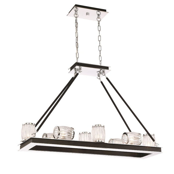 Eurofase Barile 10-Light Chandelier, Chrome/Black/Clear