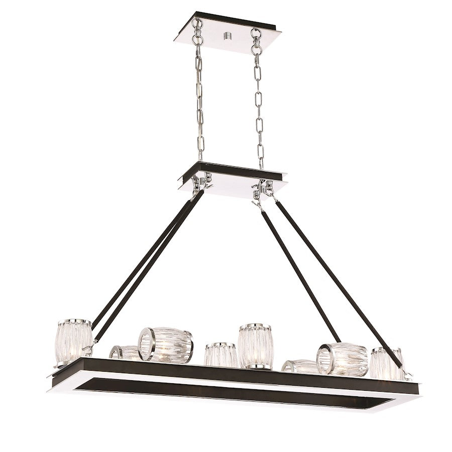 Eurofase Barile 10-Light Chandelier, Chrome/Black/Clear
