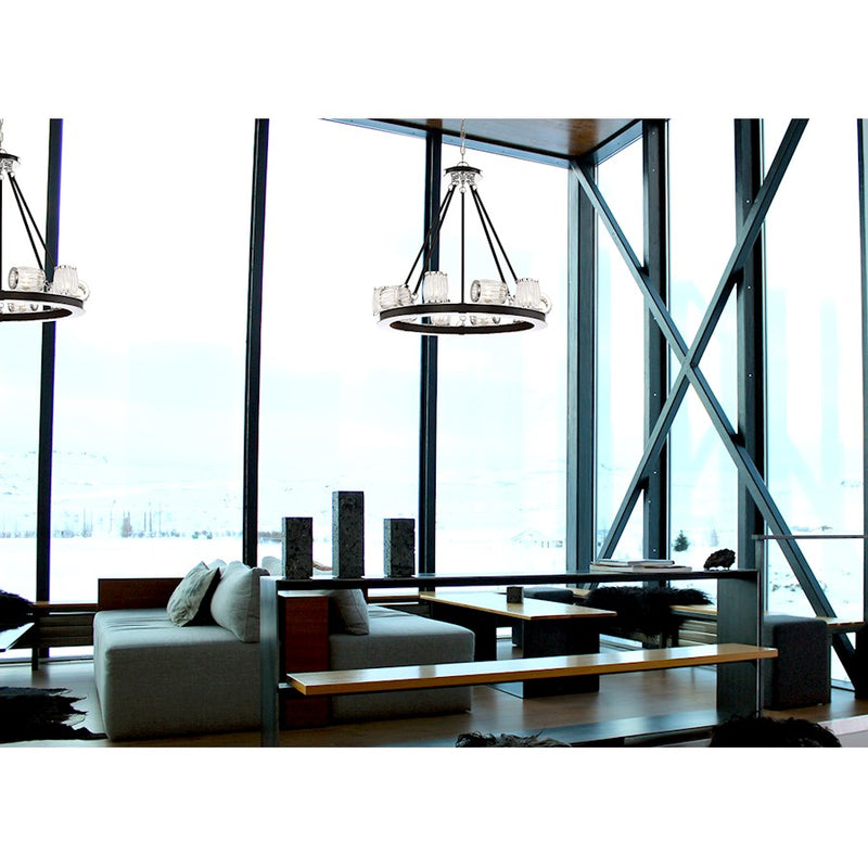 Eurofase Barile 10-Light Chandelier, Chrome/Black/Clear