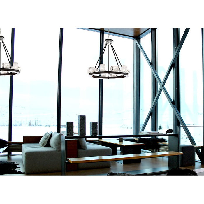 Eurofase Barile 10-Light Chandelier, Chrome/Black/Clear