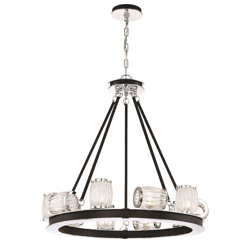 Eurofase Barile 8-Light Linear Chandelier, Chrome/Black/Clear