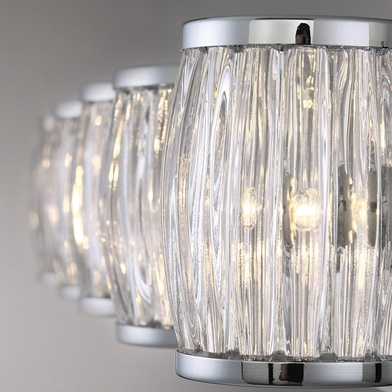 Eurofase Barile 8-Light Linear Chandelier, Chrome/Black/Clear