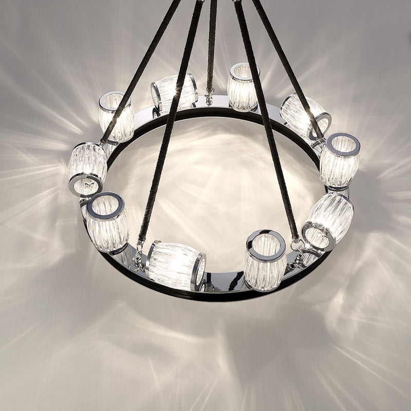 Eurofase Barile 8-Light Linear Chandelier, Chrome/Black/Clear
