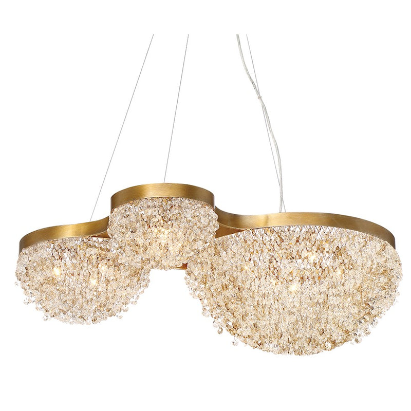 Eurofase Mondo 10-Light Chandelier, Antique Gold/Clear