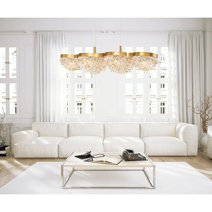 Eurofase Mondo Linear Chandelier, Antique Gold/Clear