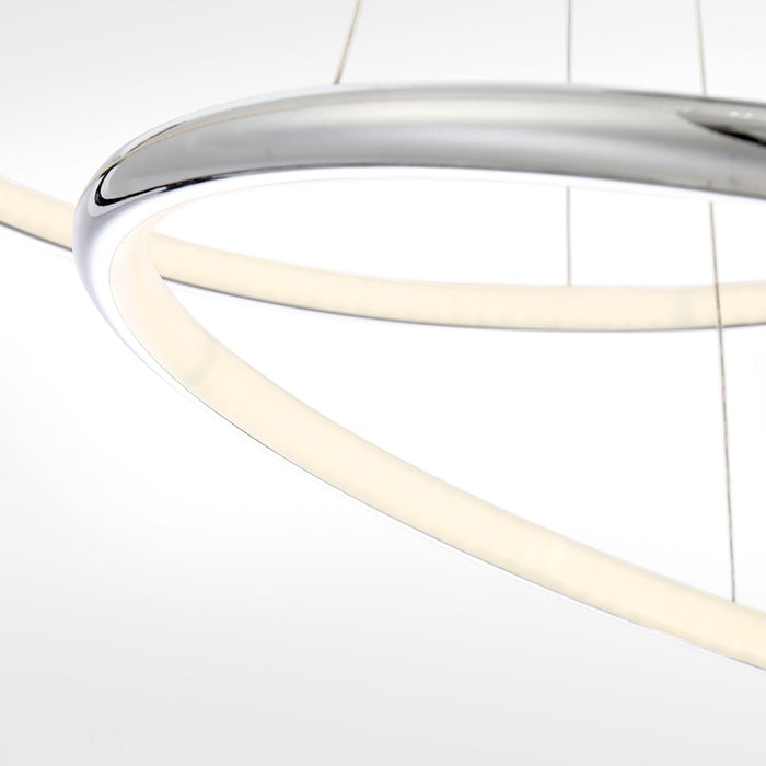 Eurofase Valley Large LED Pendant, Chrome/Opal White