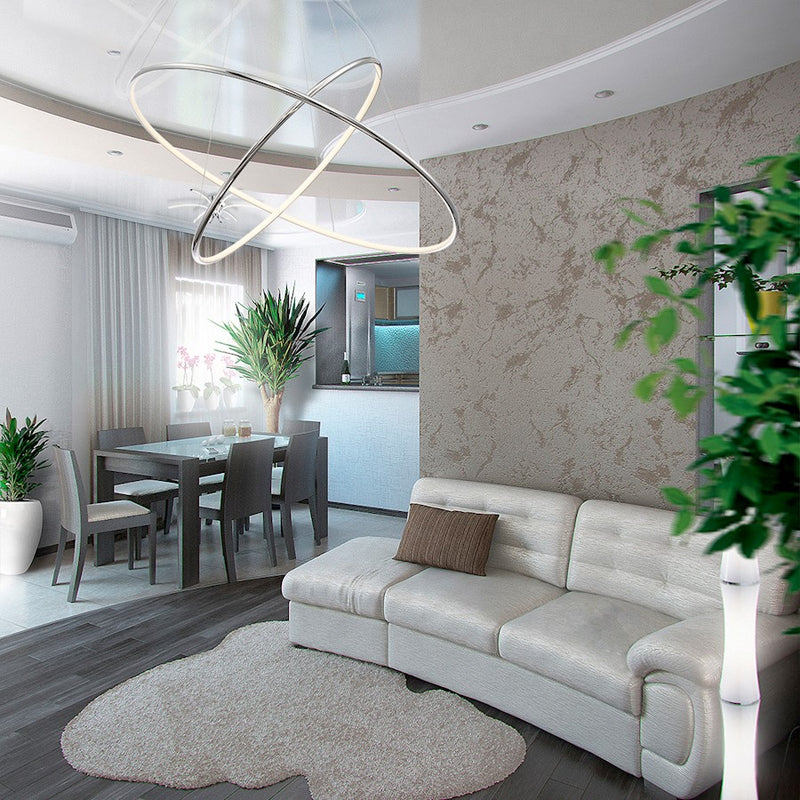 Eurofase Valley Large LED Pendant, Chrome/Opal White