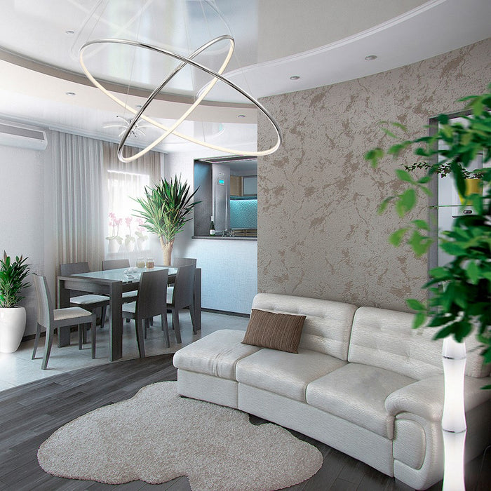 Eurofase Valley Large LED Pendant, Chrome/Opal White