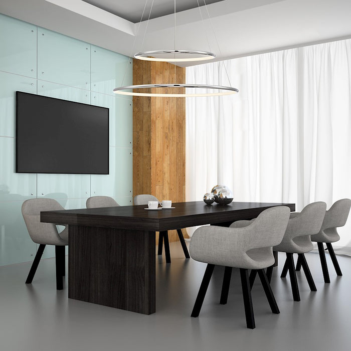 Eurofase Valley Large LED Pendant, Chrome/Opal White